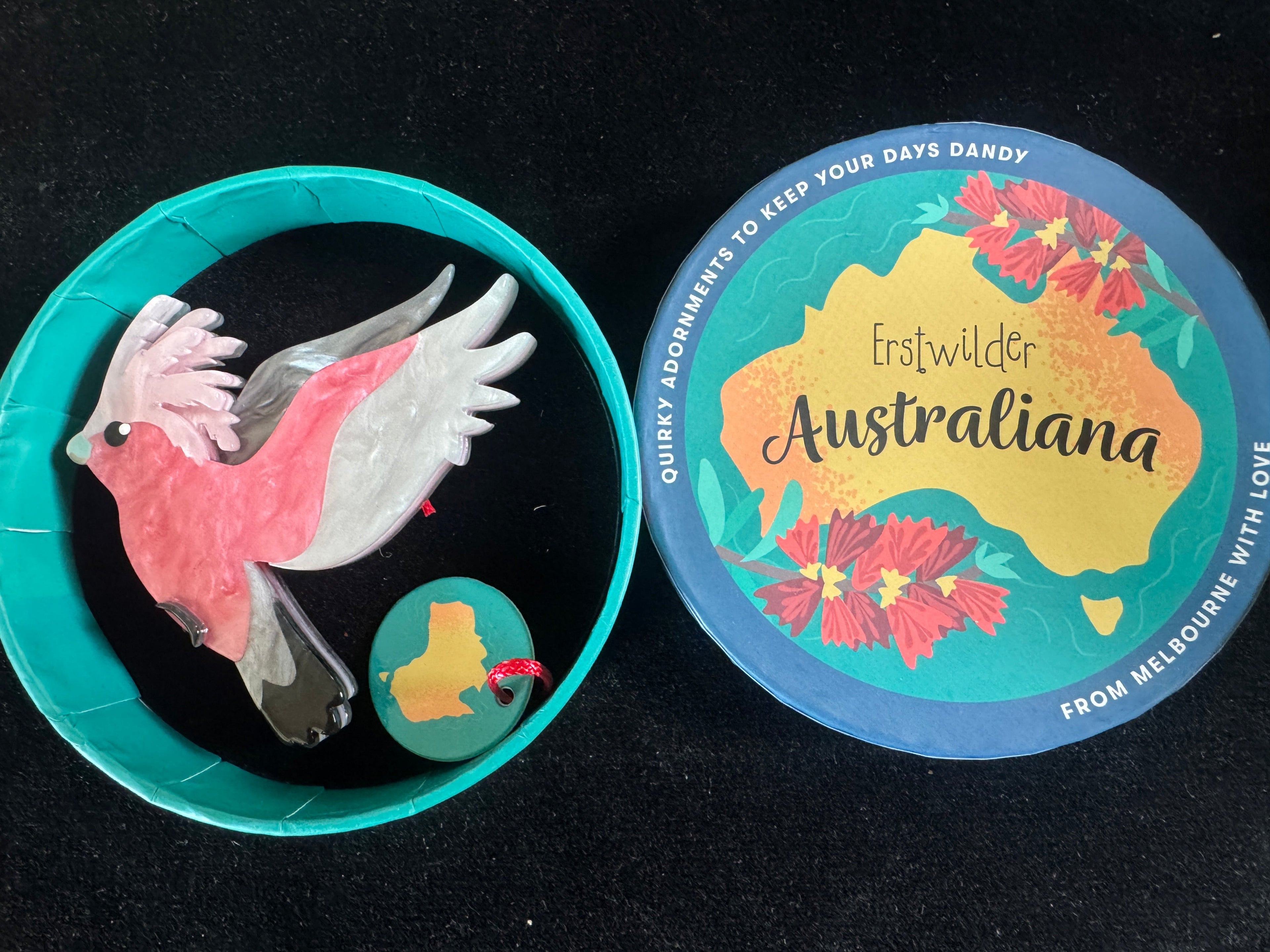 ERSTWILDER AUSTRALIANA COLLECTION GERTIE THE GALAH - Resin Brooch