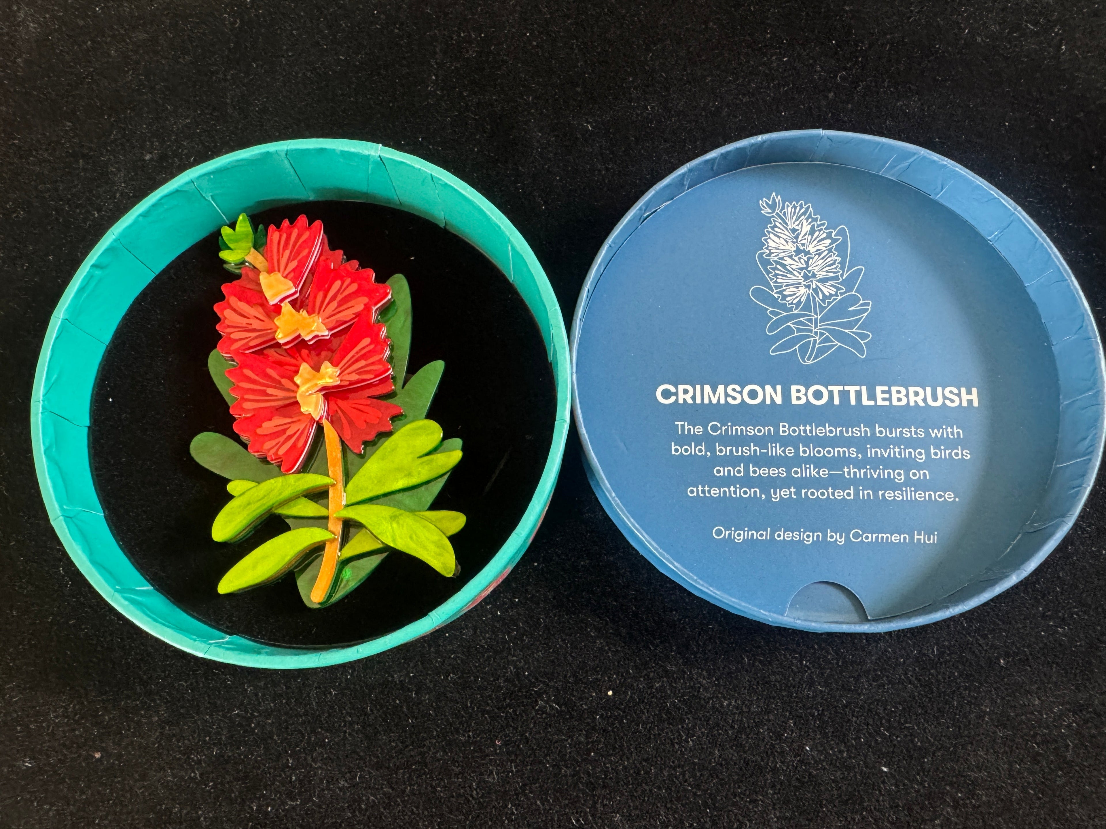 ERSTWILDER AUSTRALIANA COLLECTION CRIMSON BOTTLEBRUSH - Resin Brooch