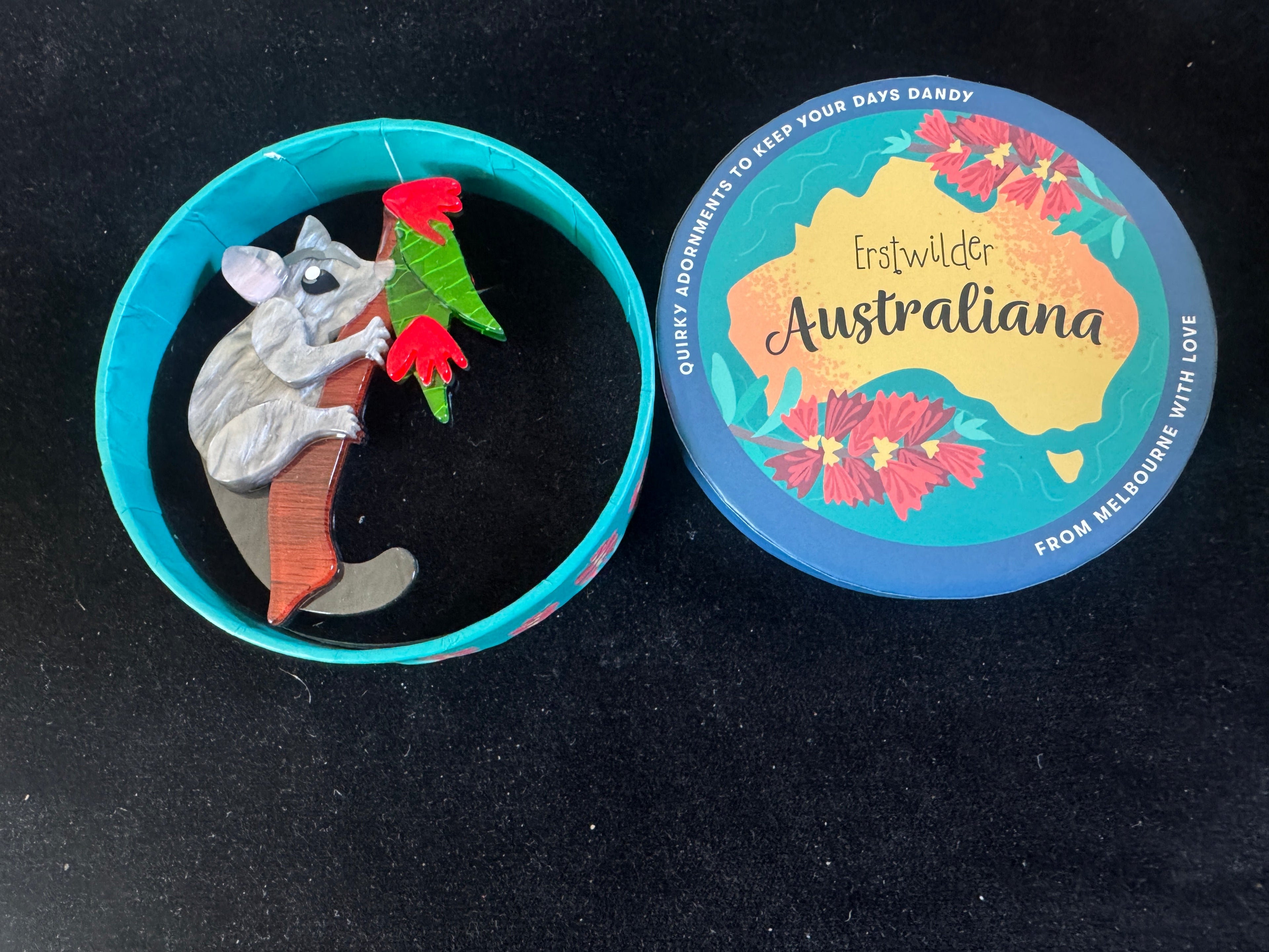 ERSTWILDER AUSTRALIANA PENNY THE POSSUM - Resin Brooch
