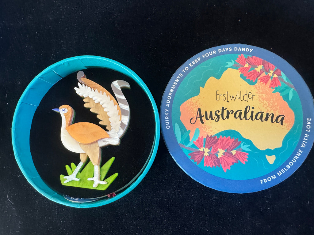 ERSTWILDER AUSTRALIANA COLLECTION RESIN BROOCH - LOTTE THE LYREBIRD