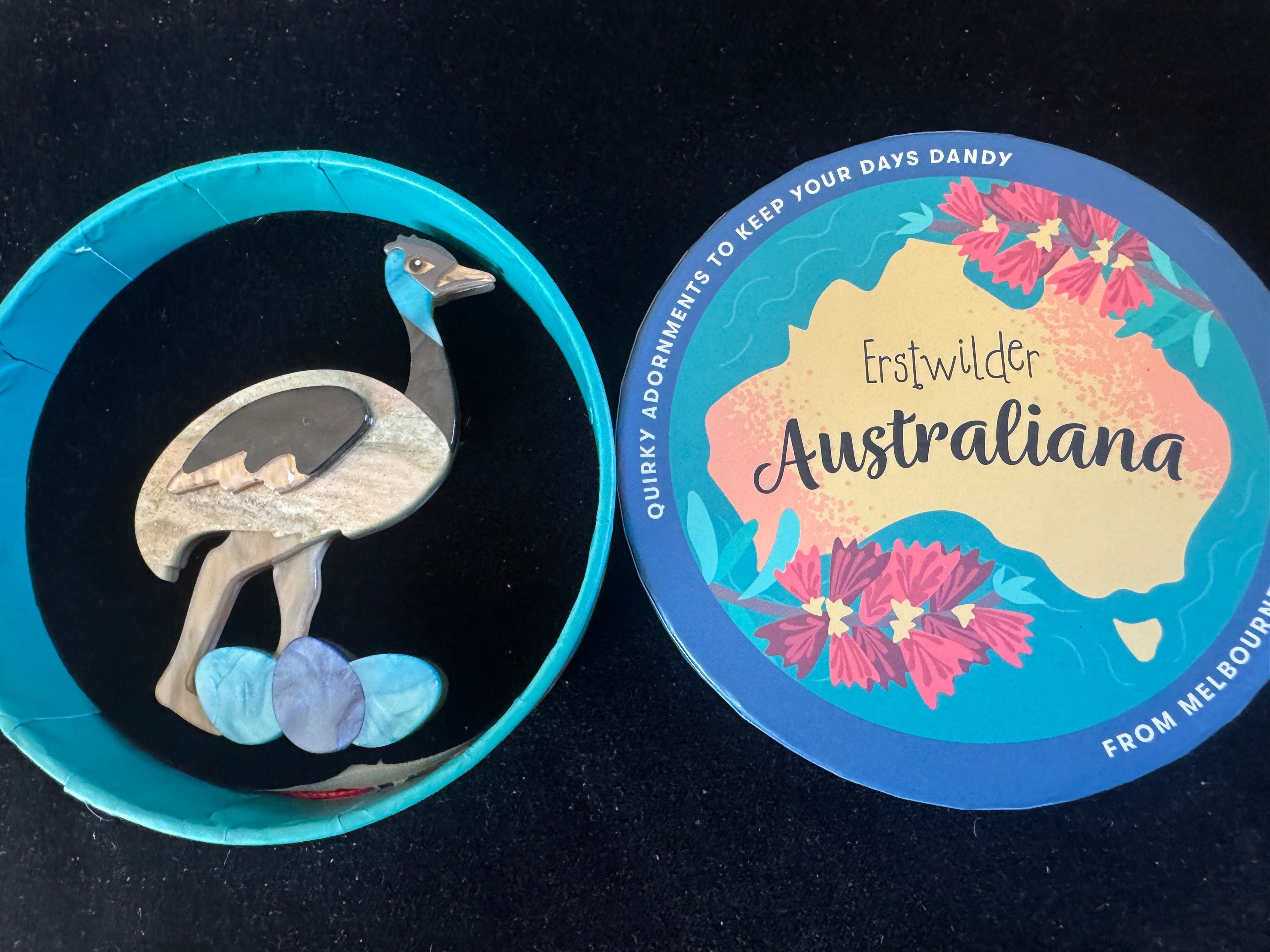 ERSTWILDER AUSTRALANA ELLIOT THE EMU - RESIN BROOCH