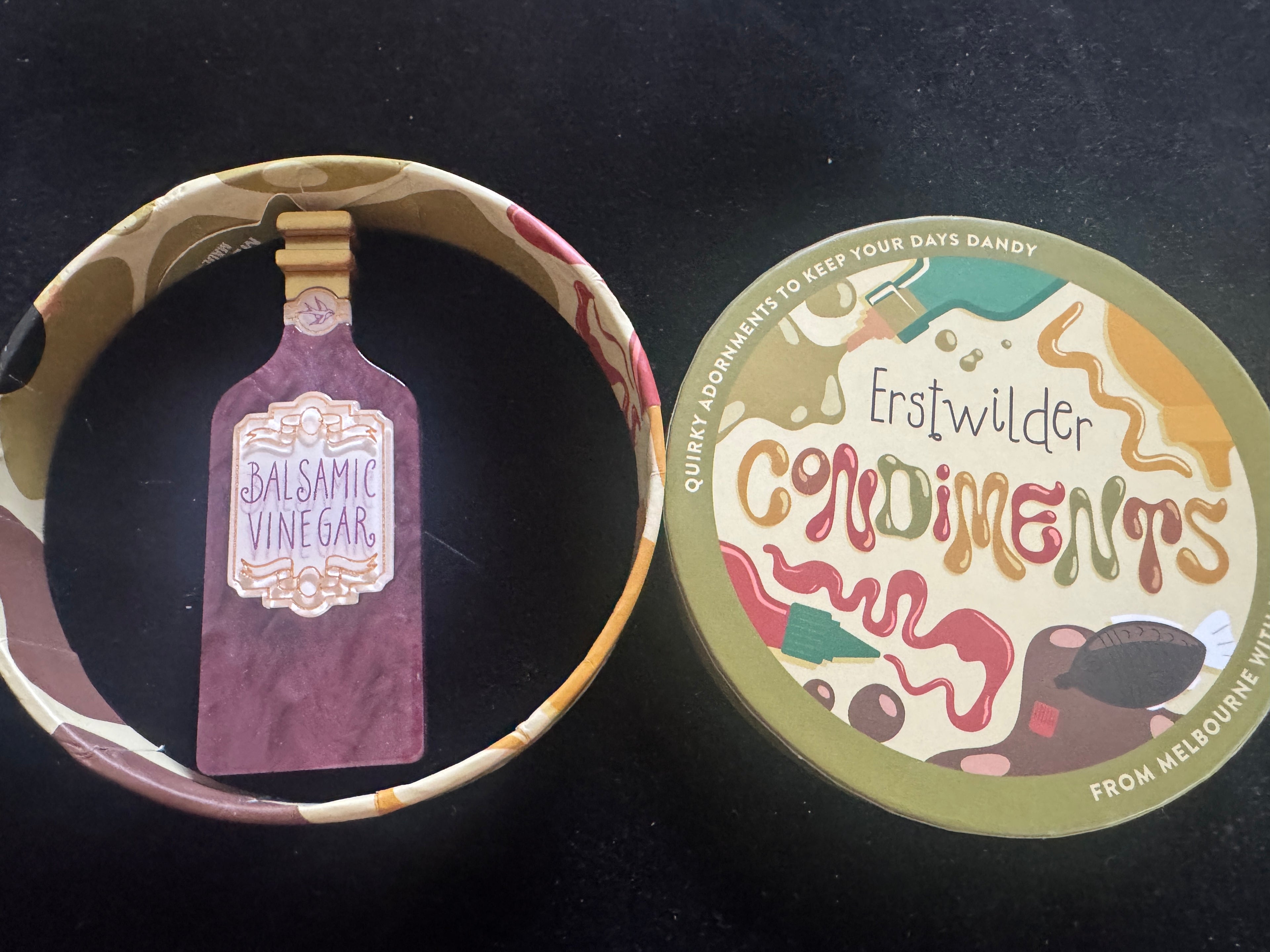 ERSTWILDER CONDIMENTS COLLECTION RESIN BROOCH - BALSAMIC BLISS