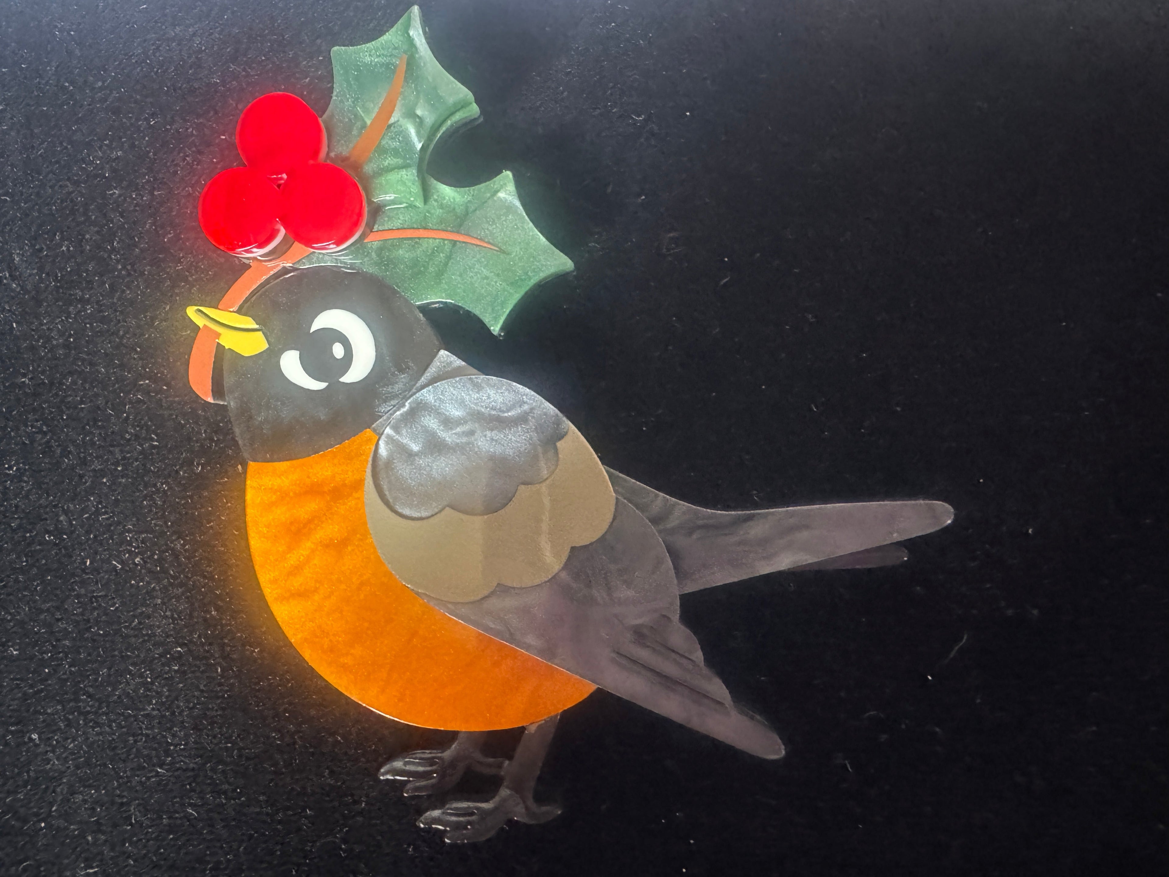 ERSTWILDER MERRY MENAGERIE COLLECTION Resin brooch - RUBY THE ROBIN